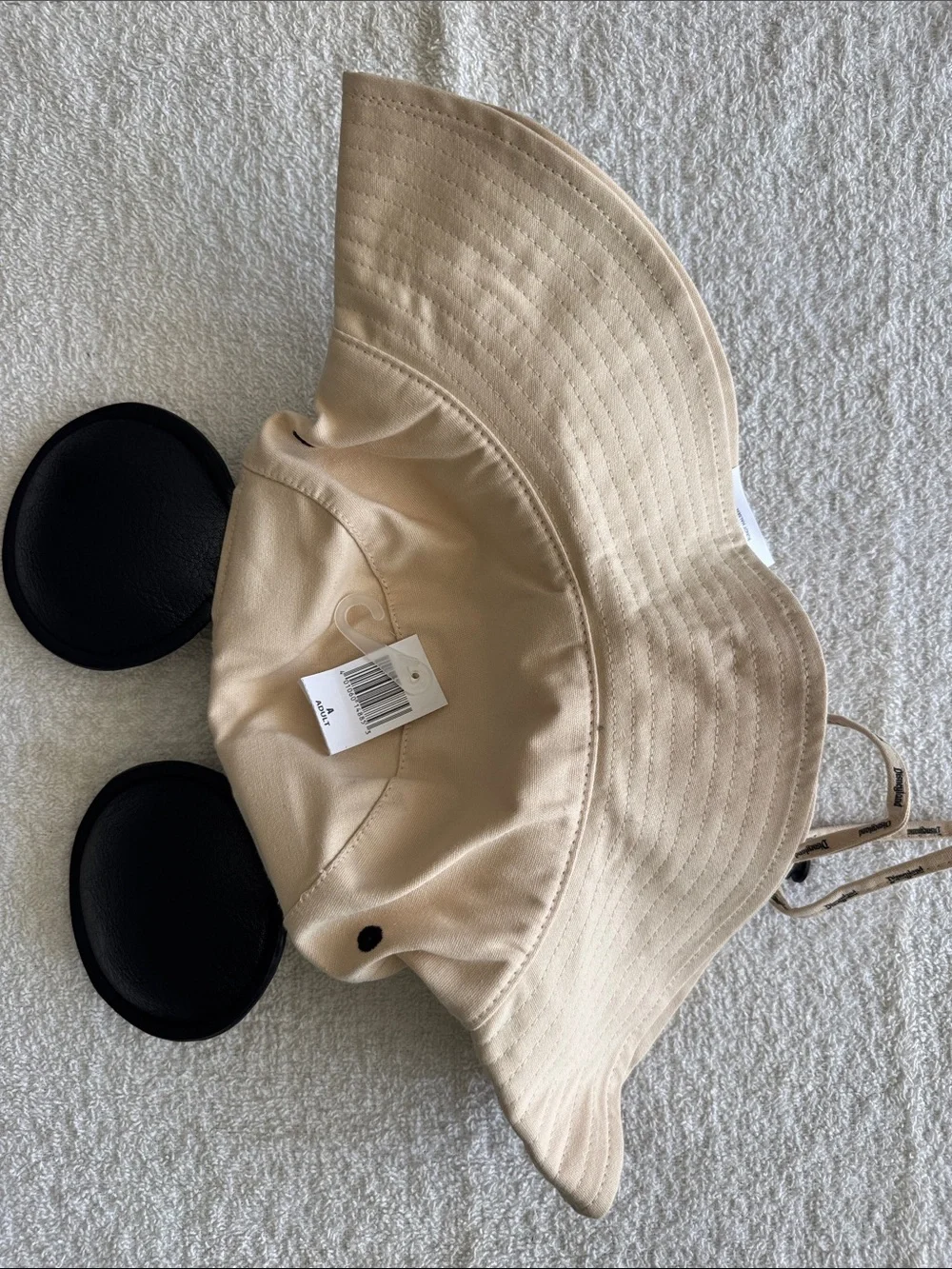 Disney Disneyland Beige Bucket Hat with Black Mickey Ears